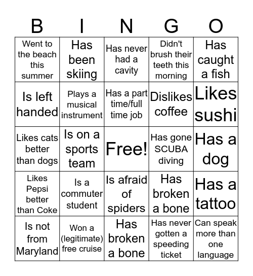 Find someone who... Bingo Card