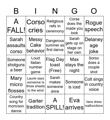 #corsoinlove Bingo Card