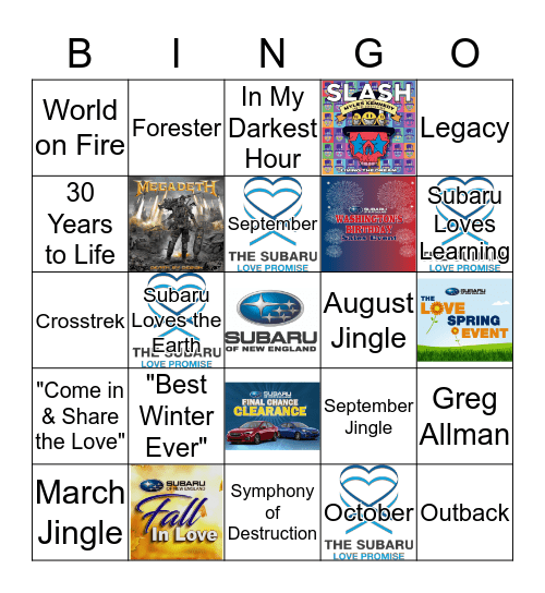 SNE Picnic Bingo Card