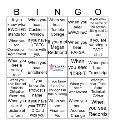 Texas State Technical College Bingo Card