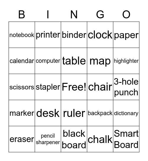 C L A S S R O O M Bingo Card