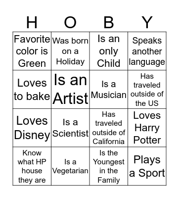 Find A Classmate Who/Whose Bingo Card