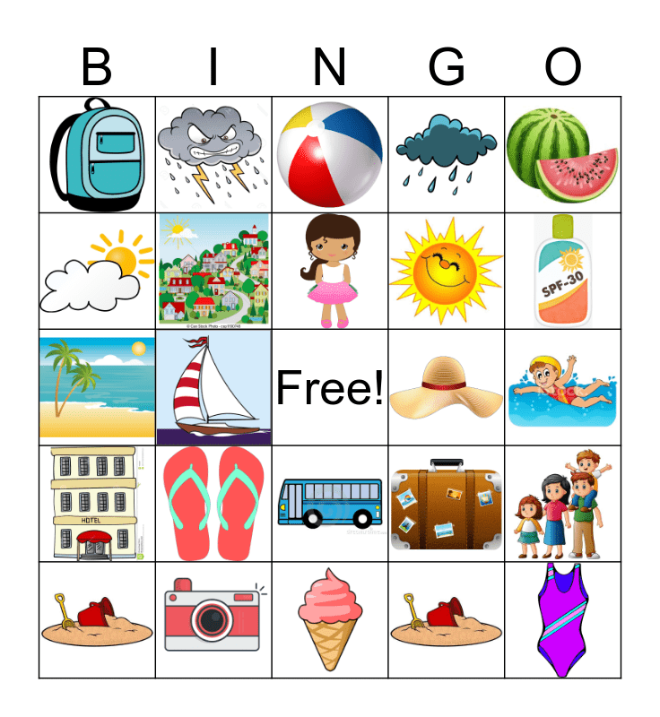 Vacation Bingo Card