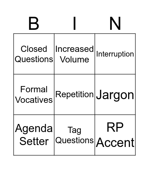 Power in Conversation Bingo Card