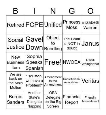 NEA-RA Bingo Card