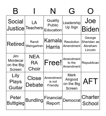 NEA-RA Bingo Card