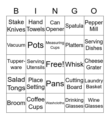 Taylour's Shower Bingo Card