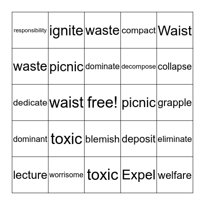 Ela spelling words for Bingo Card