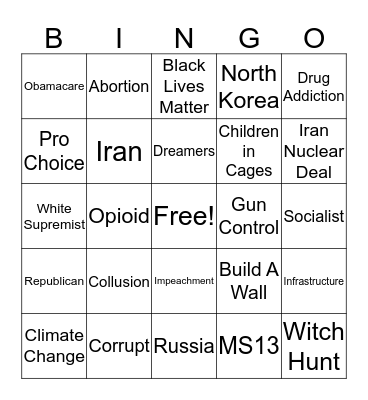 Debate Bingo Card