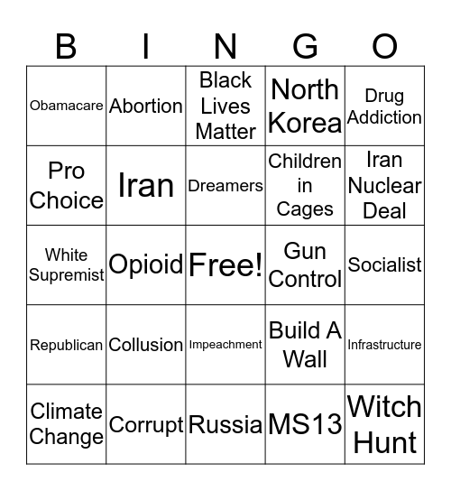 Debate Bingo Card