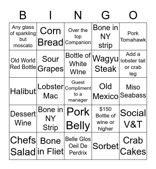 Flemings Bingo Card