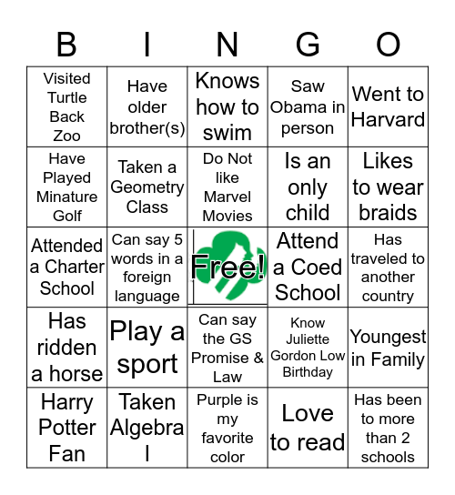 Troop #20676 Ladiettes Bingo Card