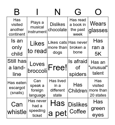Find someone who... Bingo Card