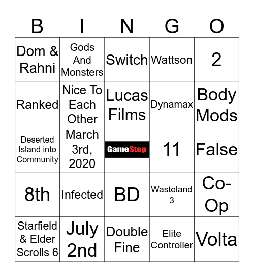 E3 Trivia Bingo Card