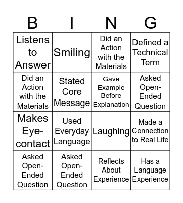 GOOD THINGS Bingo Card