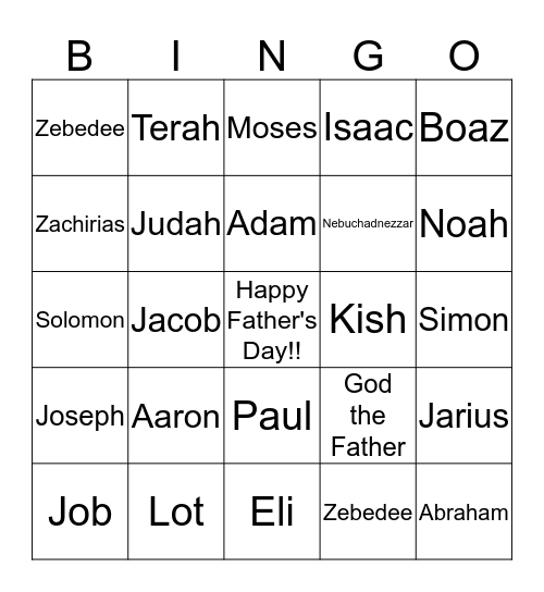 Famous Fathers in the Bible Bingo  Bingo Card