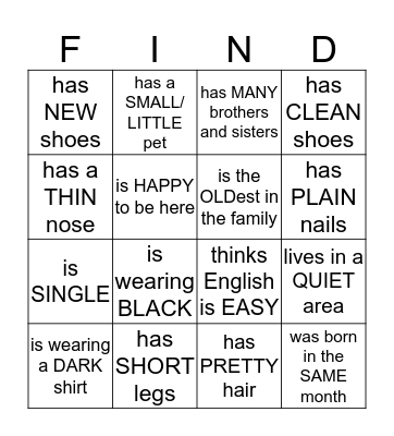 Find Someone Bingo Card