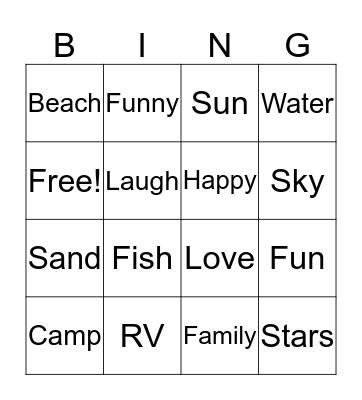 Hernandez Vacation Bingo Card