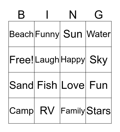 Hernandez Vacation Bingo Card