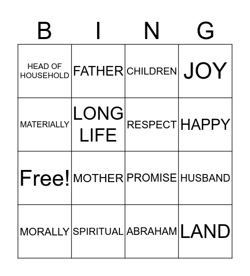 BIBLE BINGO 1 Bingo Card