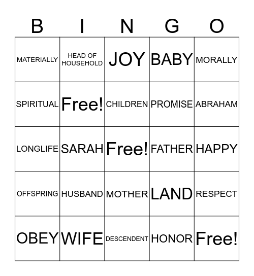 BIBLE1 Bingo Card