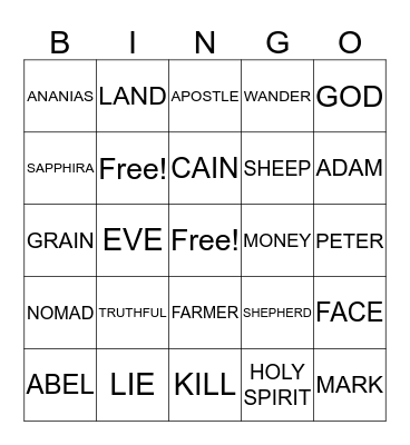 BIBLE II Bingo Card