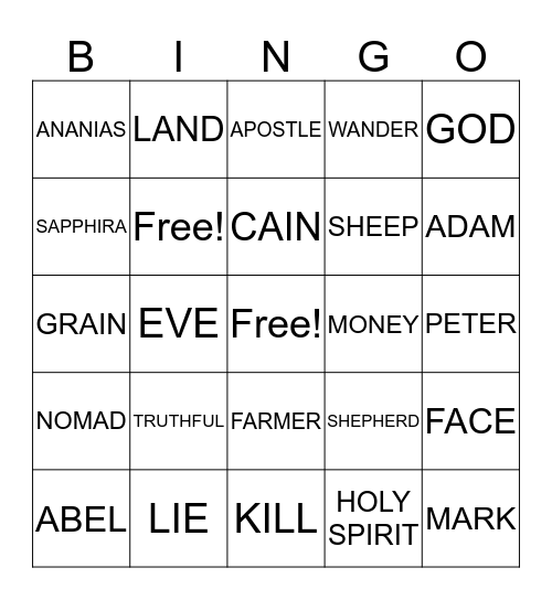 BIBLE II Bingo Card