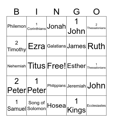 Bible Bingo Card