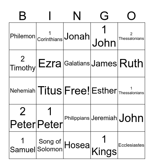 Bible Bingo Card