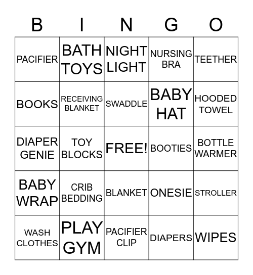 BABY SHOWER Bingo Card