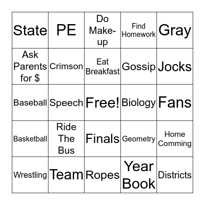 Graduation Bingo Crimson Bingo Card