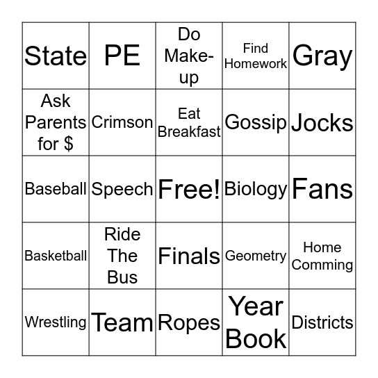 Graduation Bingo Crimson Bingo Card