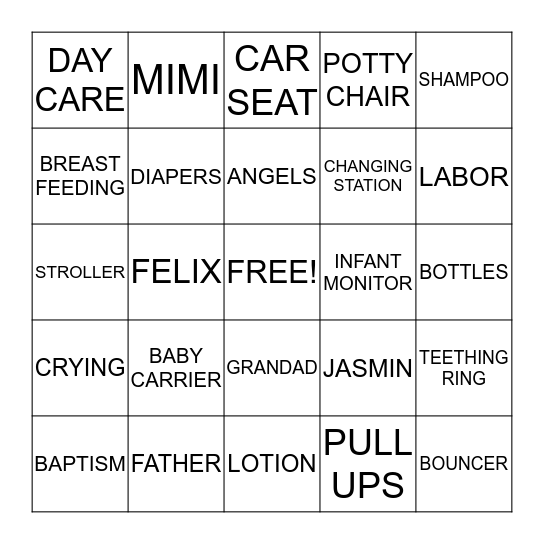 BABY BINGO Card