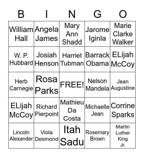 Black History Bingo Card