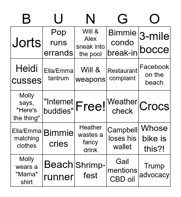Kiawah Bungo Bingo Card