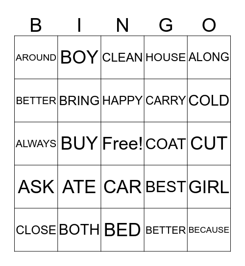 WORD MASTER Bingo Card