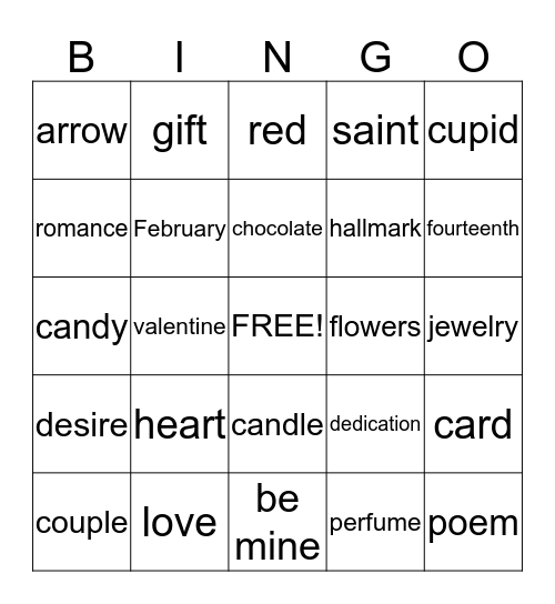 Valentine's Bingo Card