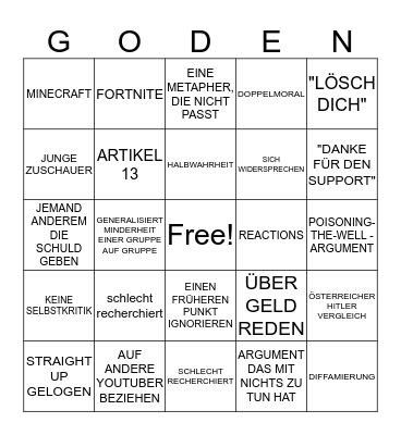 Firegoden Video Bingo Card