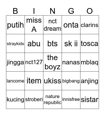 kevin Bingo Card