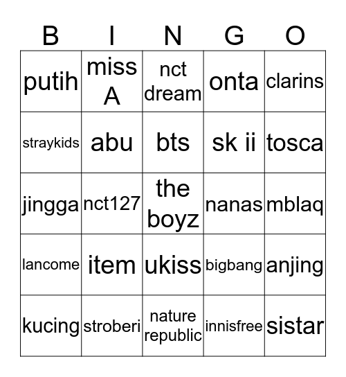 kevin Bingo Card