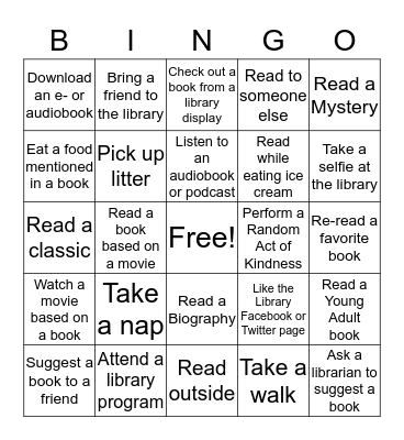 Summer Reading  Bingo Card