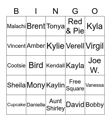 Family Bingo Card