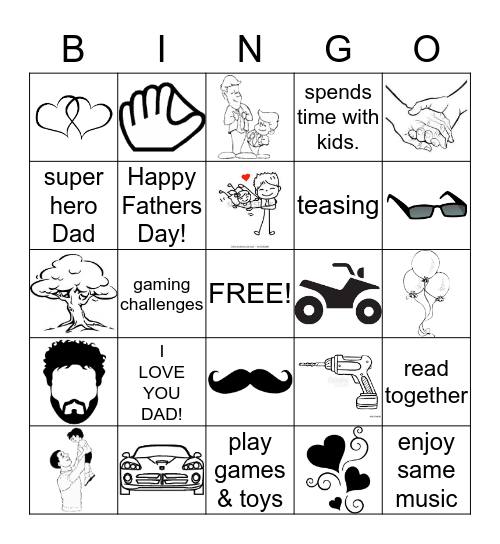 Kid Camp Father's Day Bingo! Bingo Card