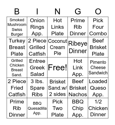 Servers Bingo Card