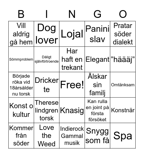 Petra bingo Card