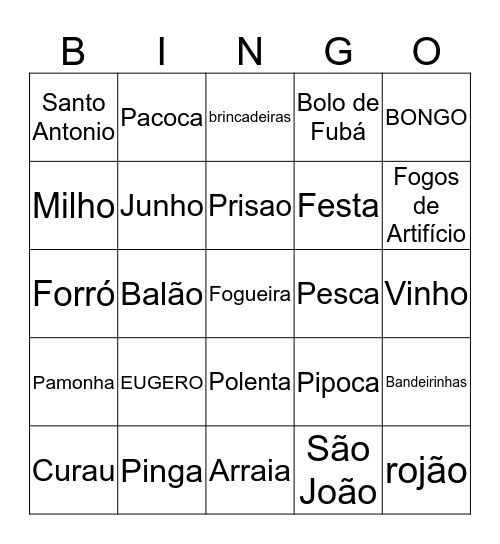 Arraia dos Brandão Bingo Card