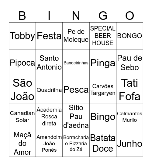 Arraia dos Brandão Bingo Card