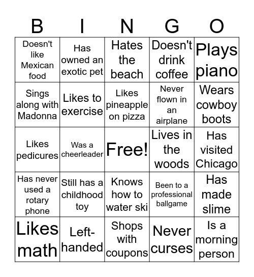 Retreat Bingo Card