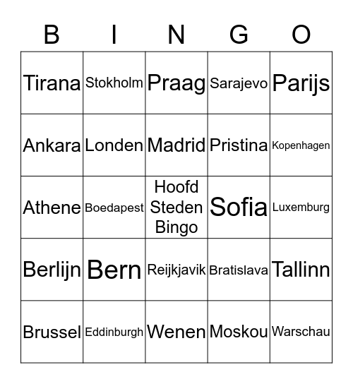 Hoofdsteden bingo Card