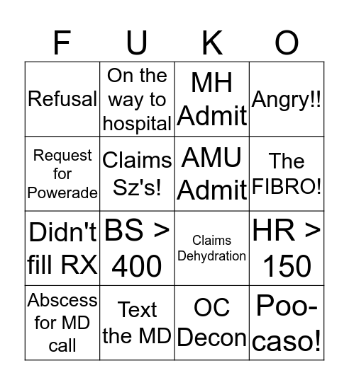 Booking Bullshit Bingo Card